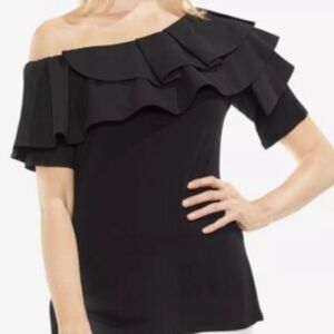 Vince Camuto Black Ruffle Off-Shoulder Blouse Large